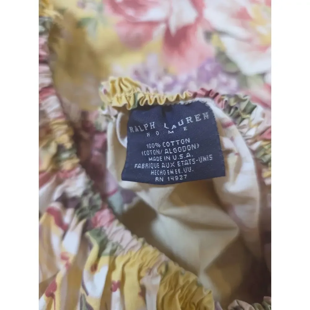 Ralph Lauren Sophie Brooke Queen Flat Fitted Sheet Set Yellow Floral Cottagecore